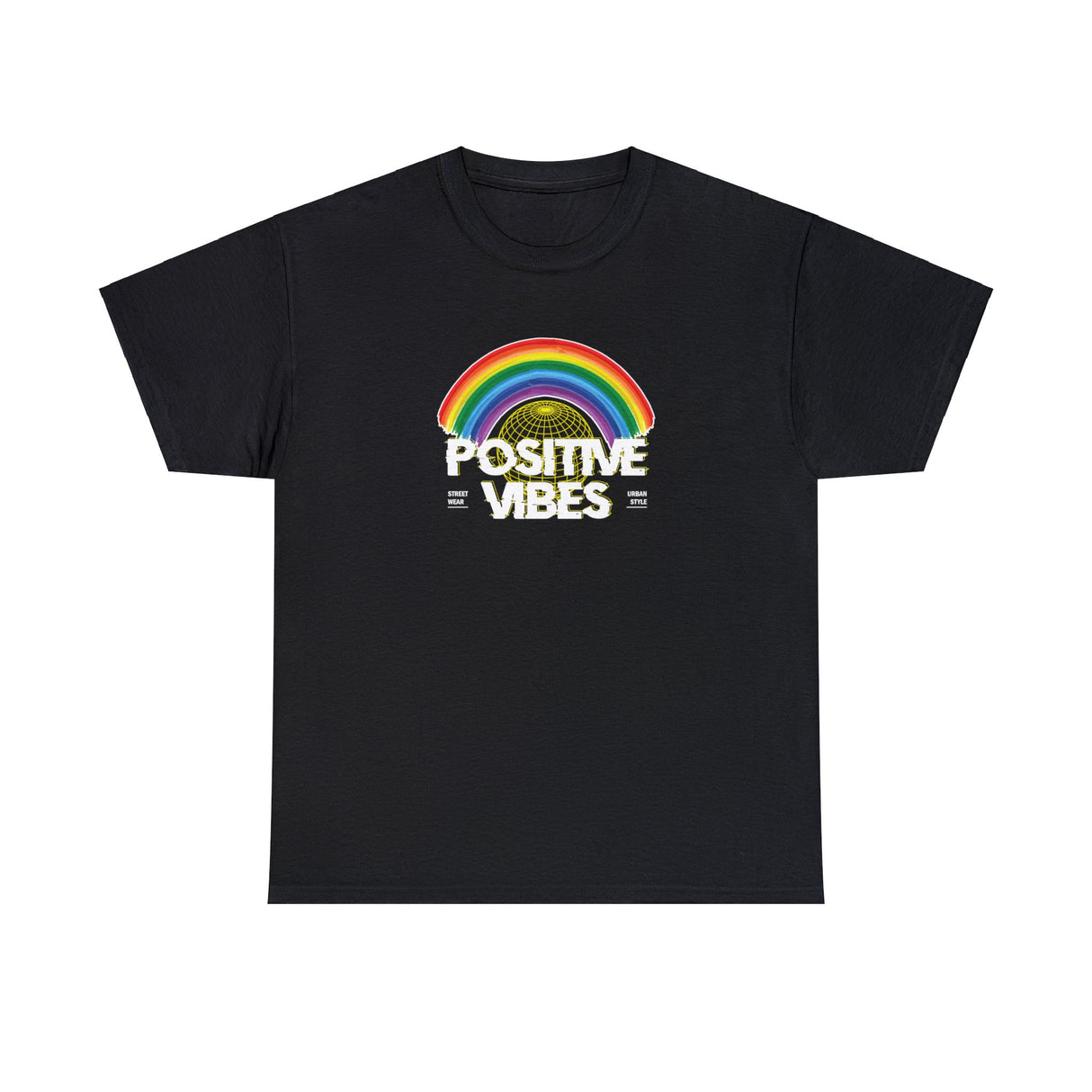 Positive Vibes Rainbow Graphic Tee Shirt