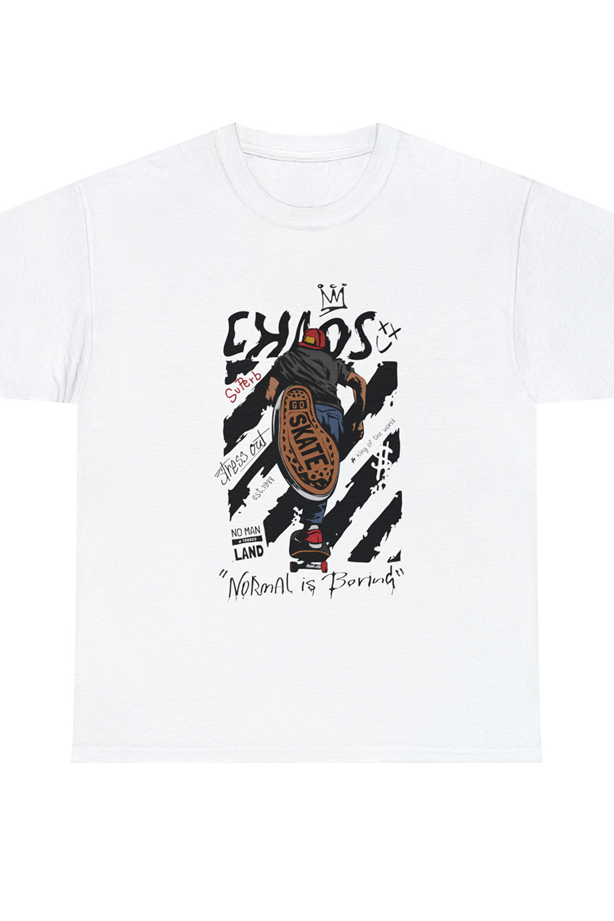 Chaos Normal Is Boring Skate Graphic Tee Shirt