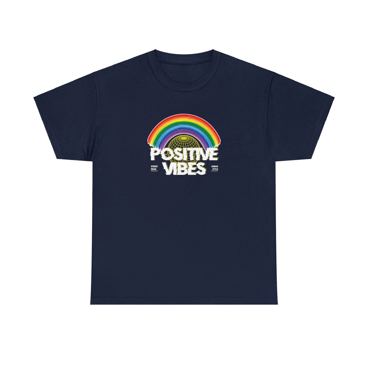 Positive Vibes Rainbow Graphic Tee Shirt