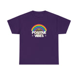 Positive Vibes Rainbow Graphic Tee Shirt