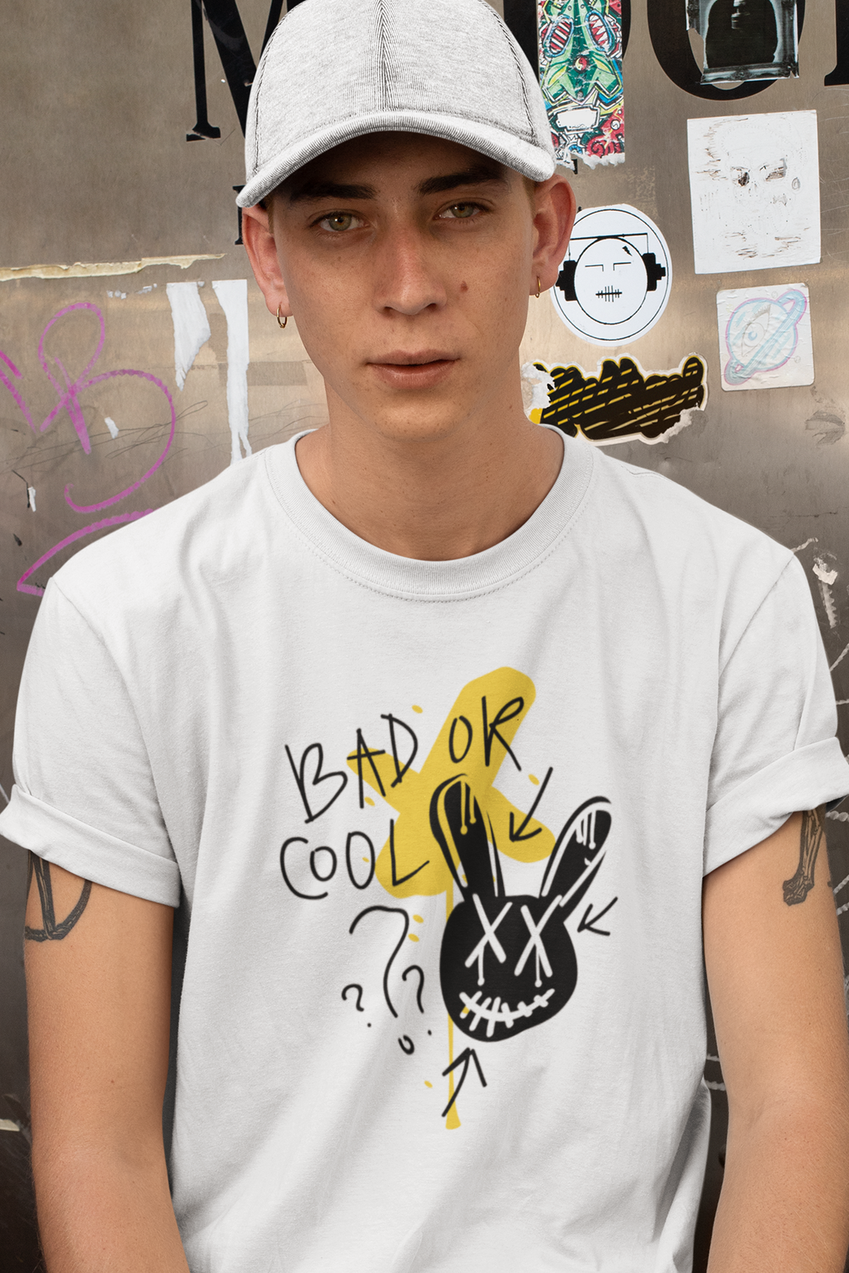 Bad Or Cool Bunny Graphic Tee Shirt