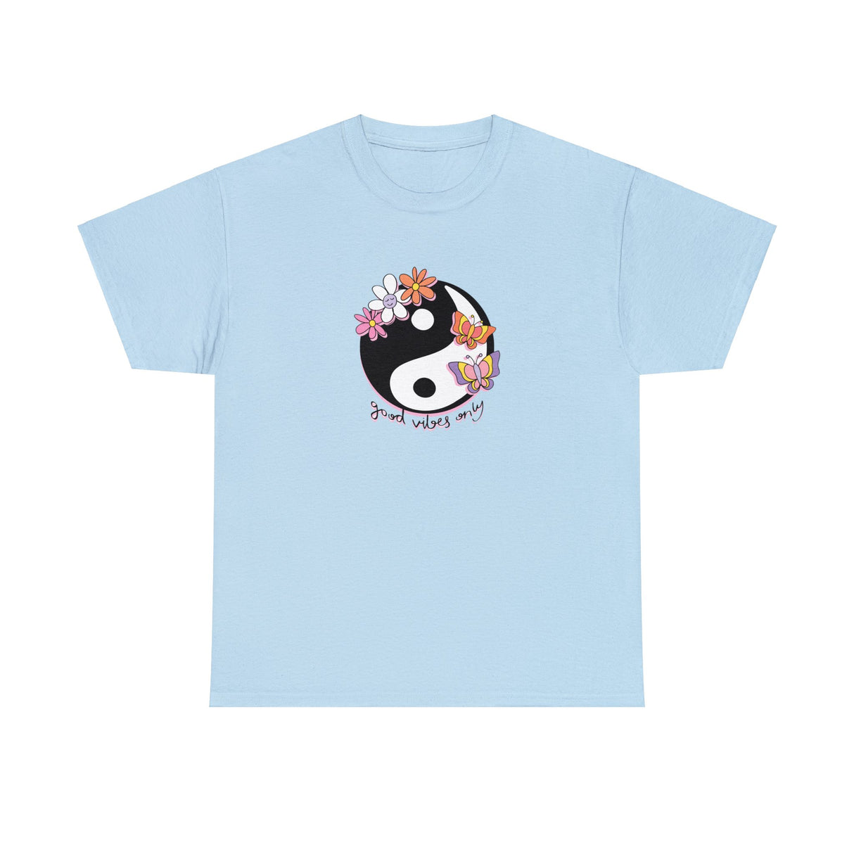 Yin Yang Good Vibes Only Graphic Tee Shirt