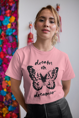 Dream On Dreamer Butterfly Graphic T Shirt