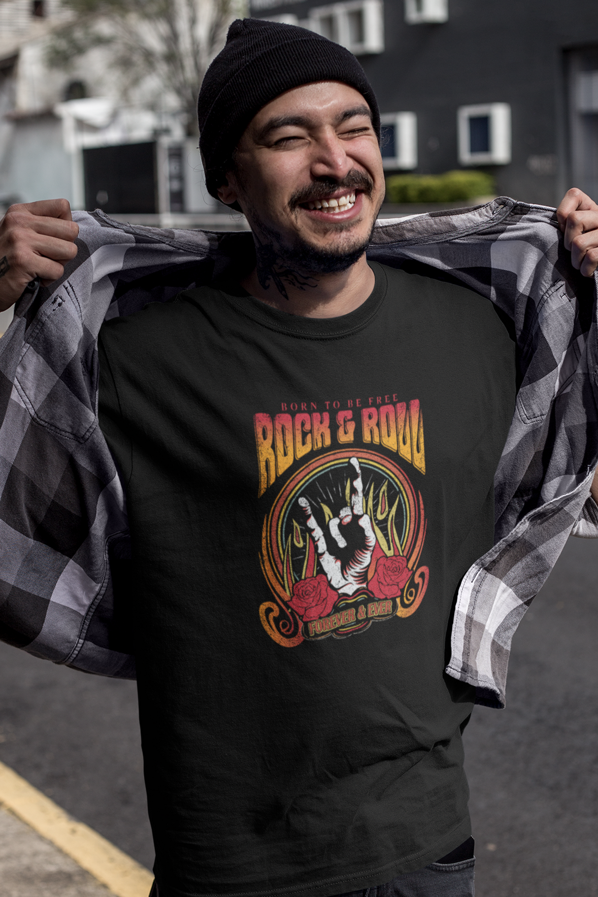 Born To Be Free Rock & Roll Graphic Tee Shirt