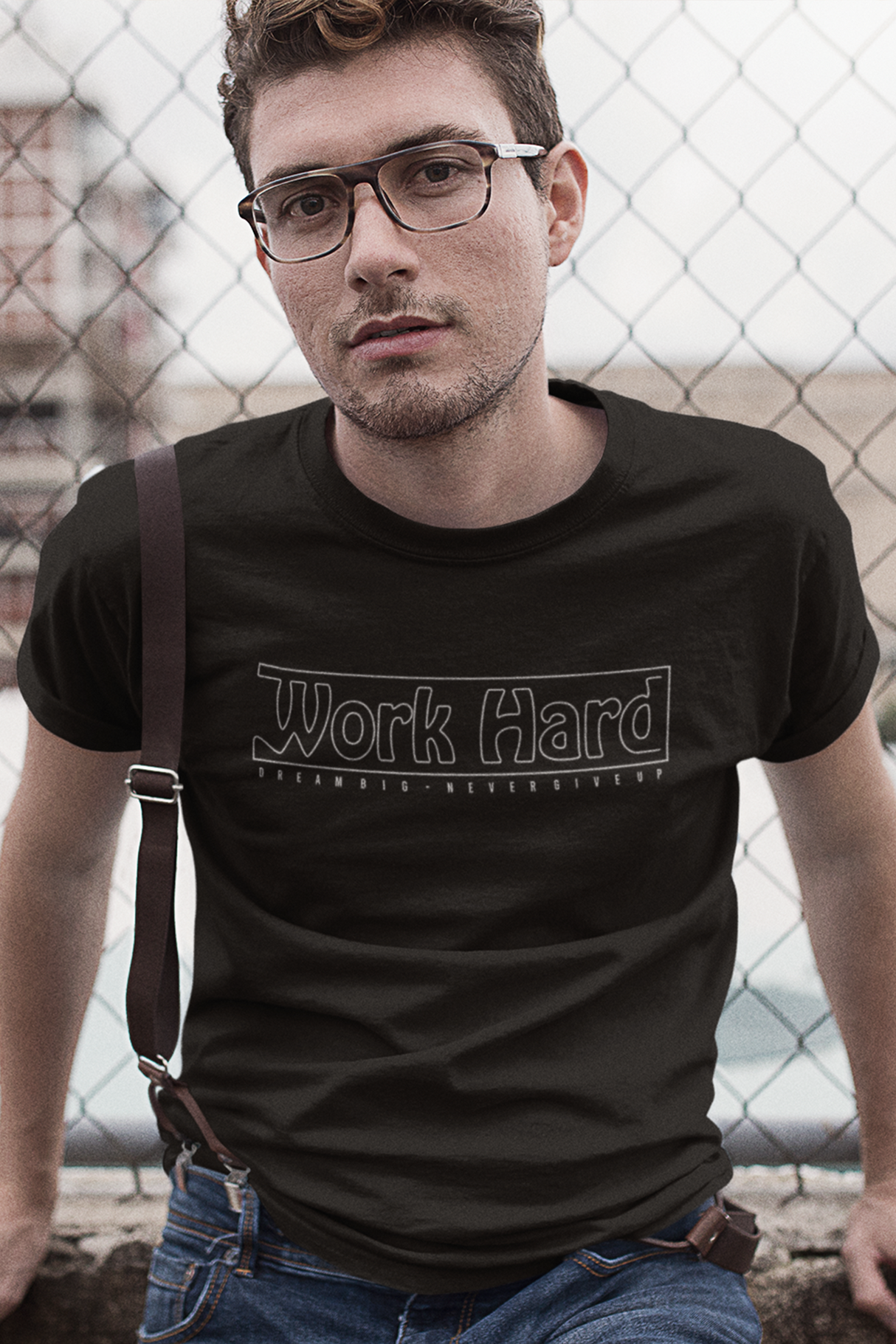 Work Hard Dream Big Never Give Up Graphic Tee Shirt