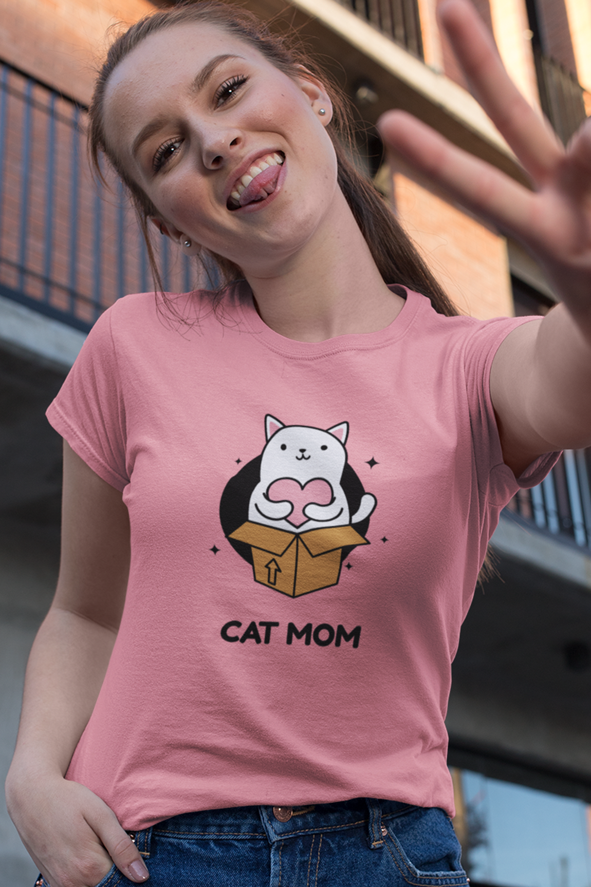 Cat Mom Graphic Tee Shirt