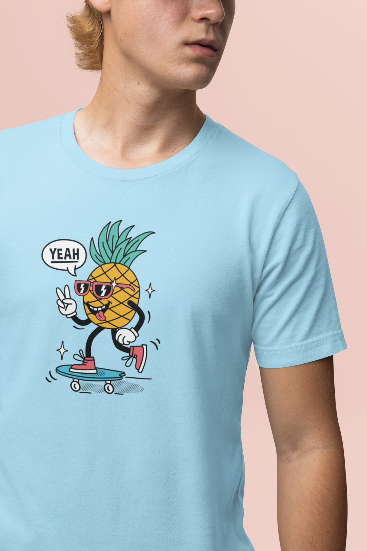 Skateboarding Pineapple Graphic Tee Shirt